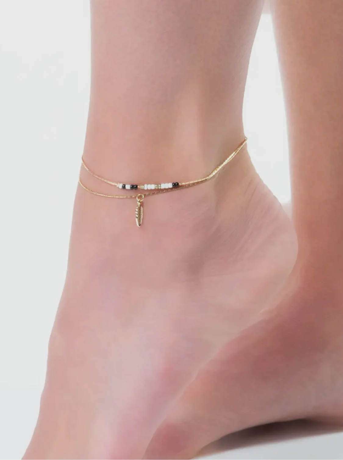 Alexis Layered Gold Feather anklet