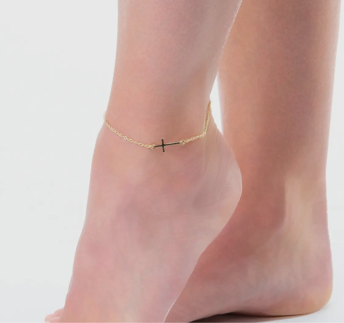 Alexis Gold Cross Charm Anklet