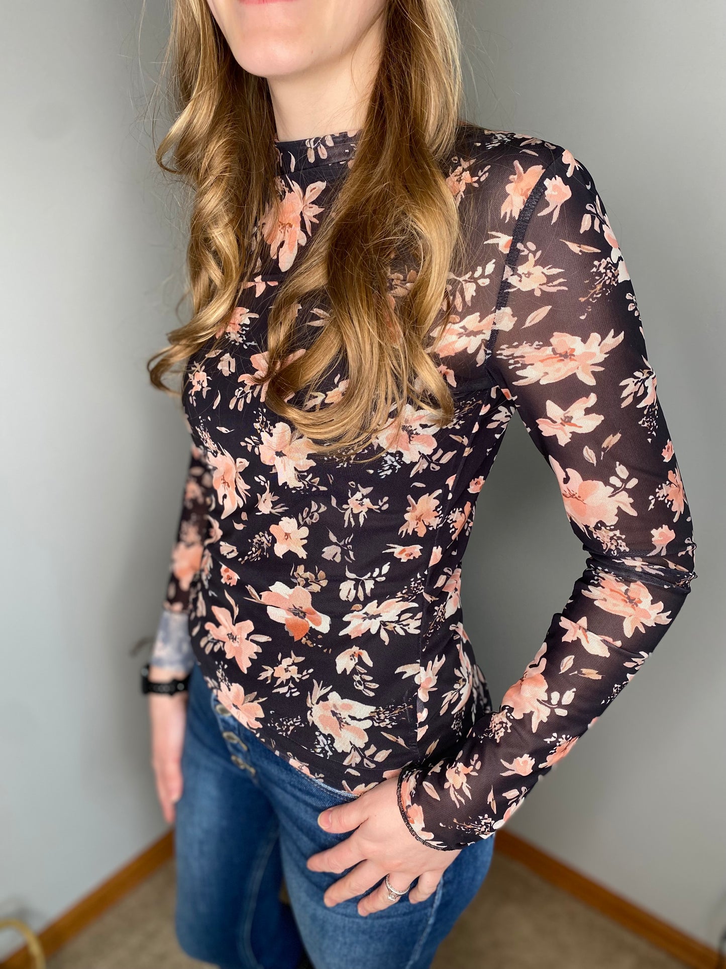 Floral Mock Neck Blouse