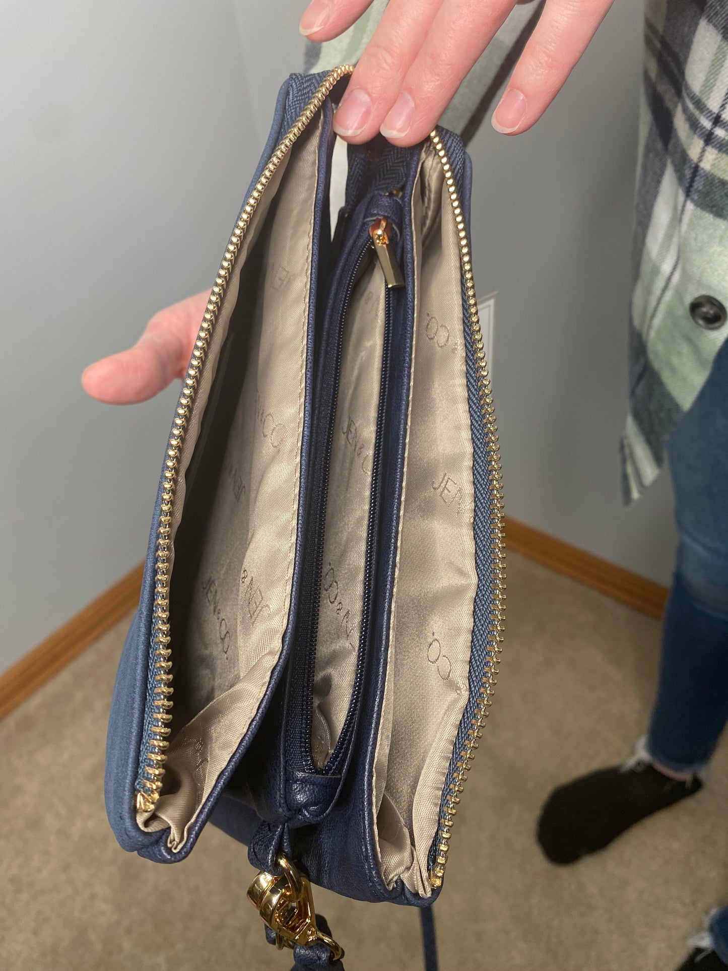 Riley Suede 3 Compartment Crossbody/Wristlet