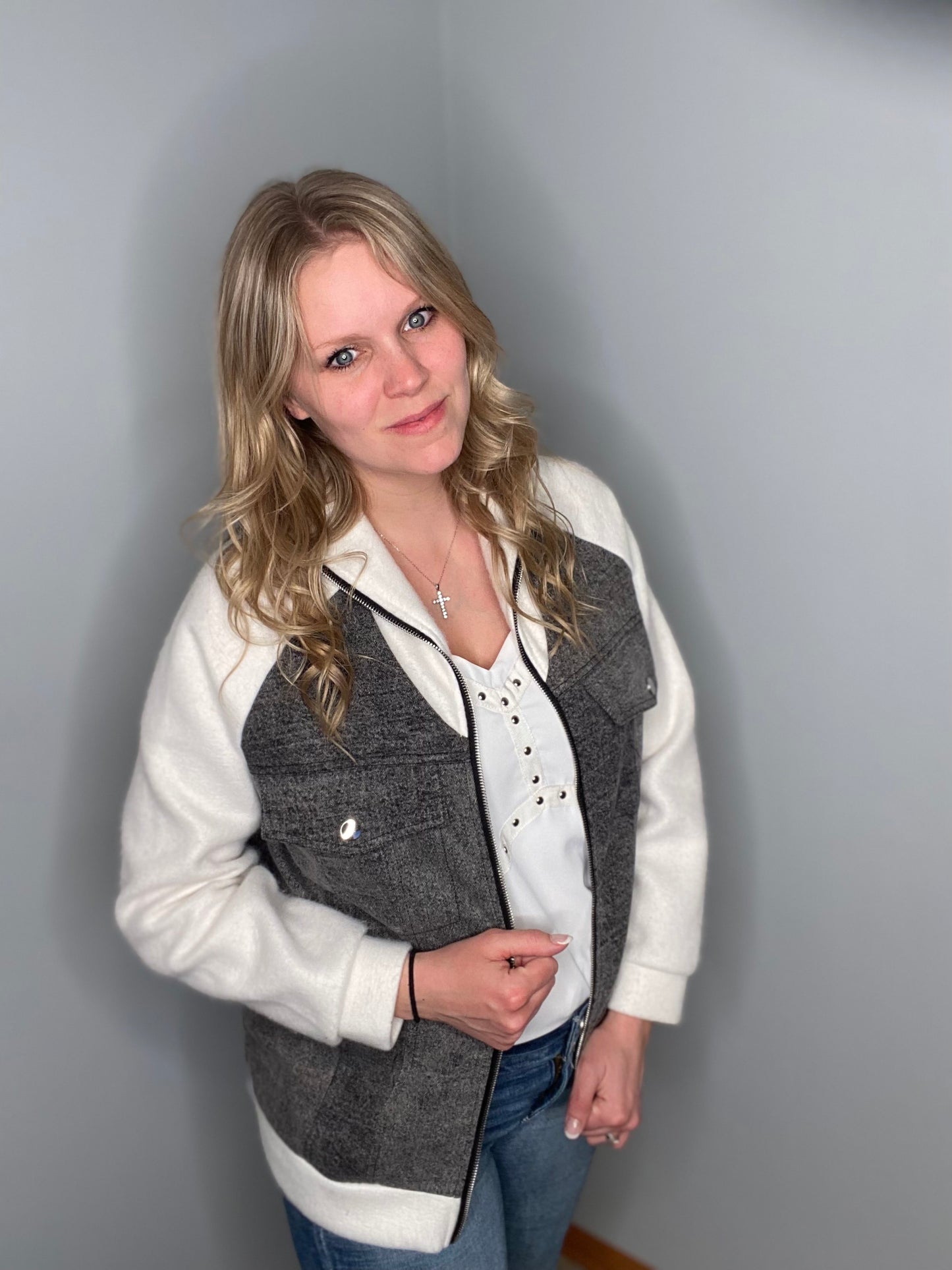 Zip Up Denim Jacket