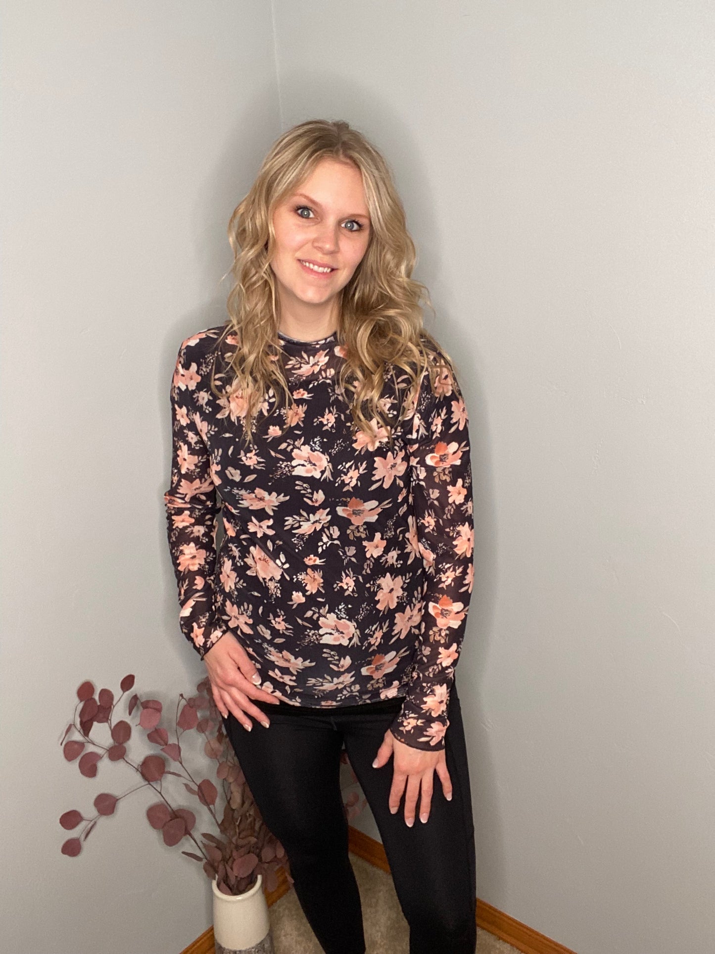 Floral Mock Neck Blouse