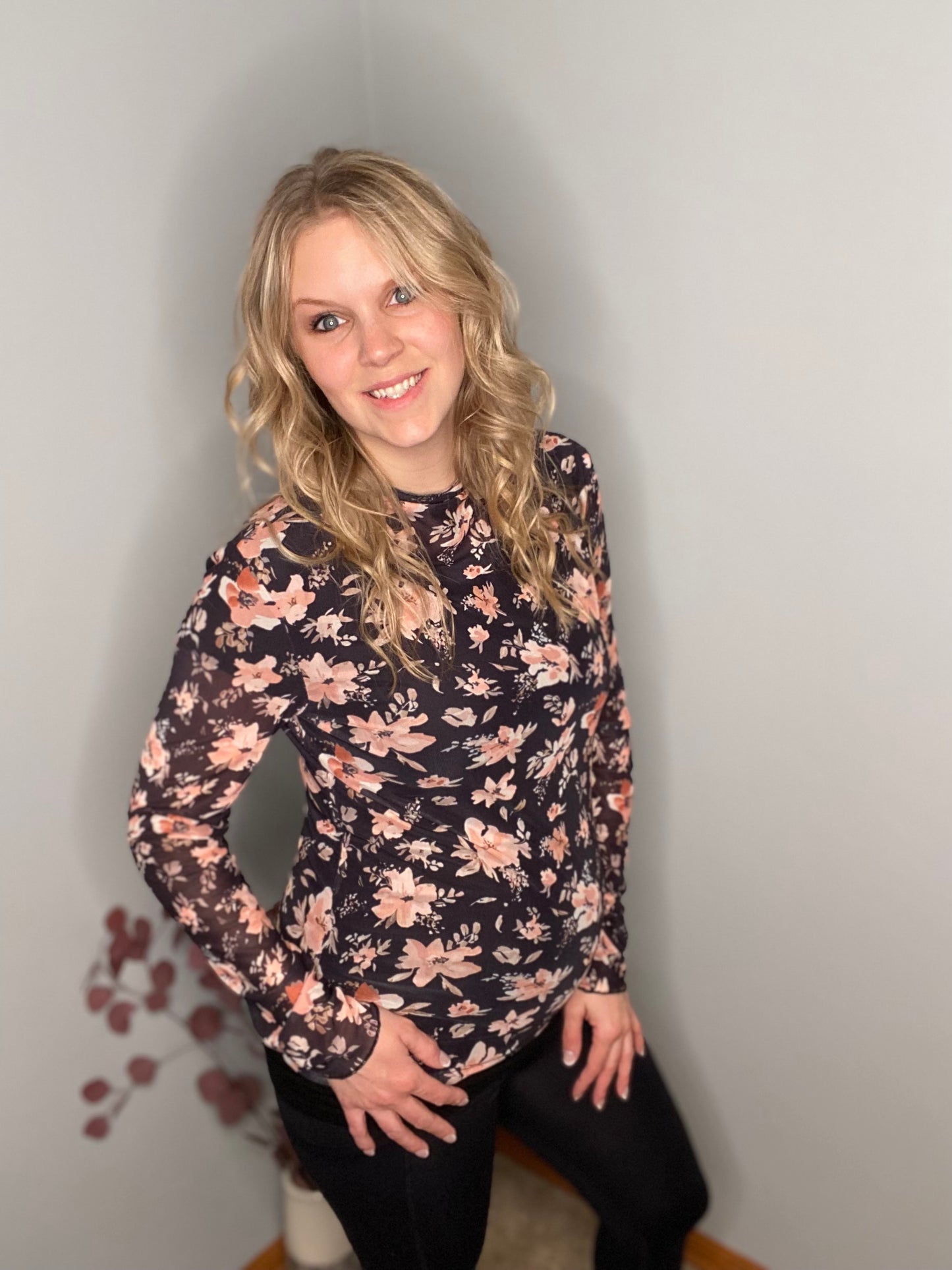 Floral Mock Neck Blouse