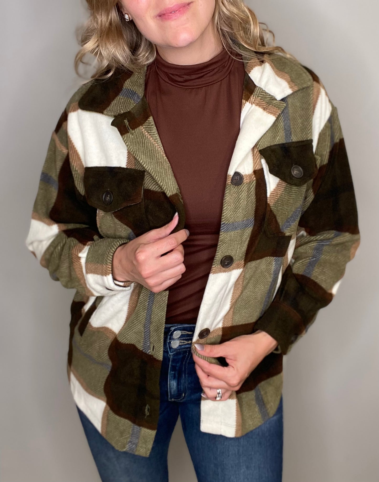 Olivia Plaid Fleece Shacket