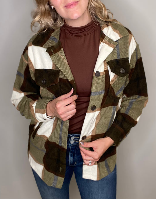Olivia Plaid Fleece Shacket
