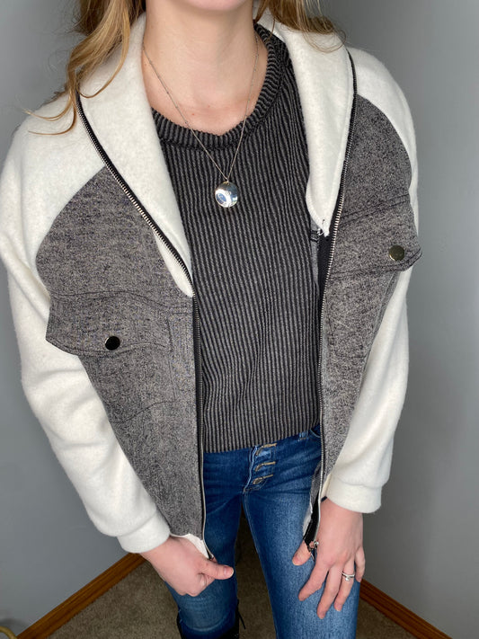 Zip Up Denim Jacket