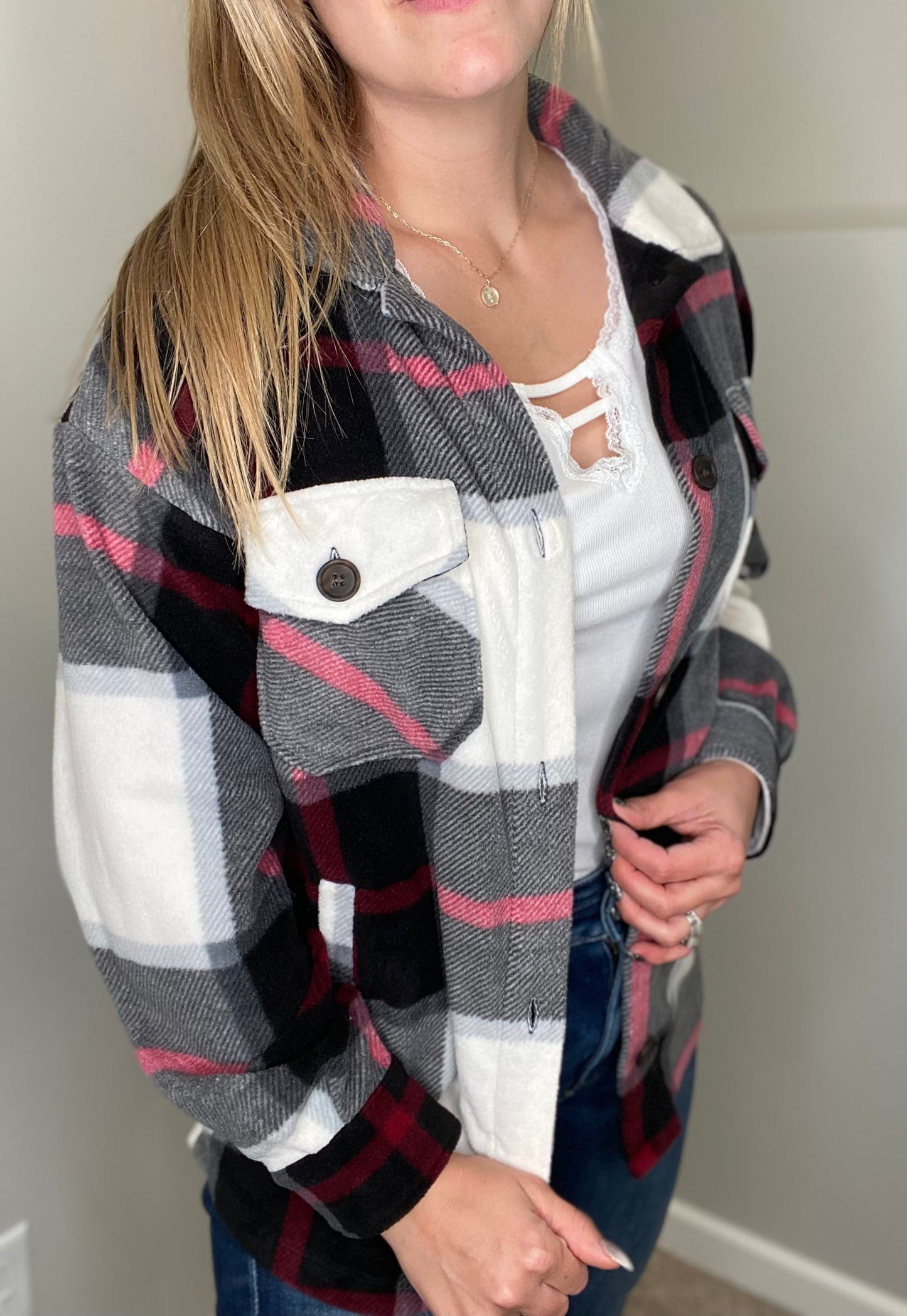 Olivia Plaid Fleece Shacket