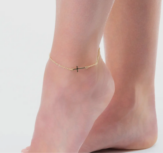 Alexis Gold Cross Charm Anklet