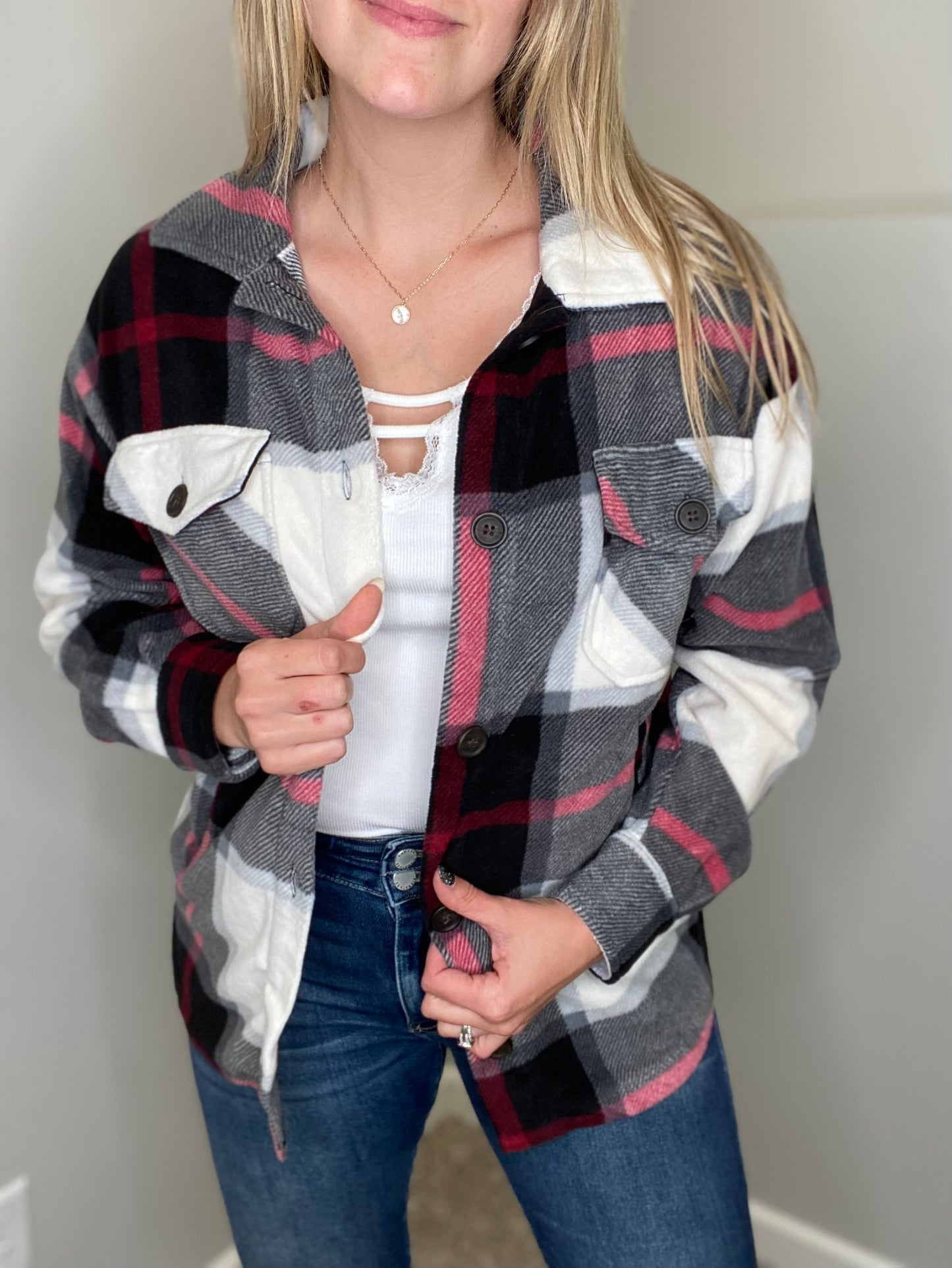 Olivia Plaid Fleece Shacket