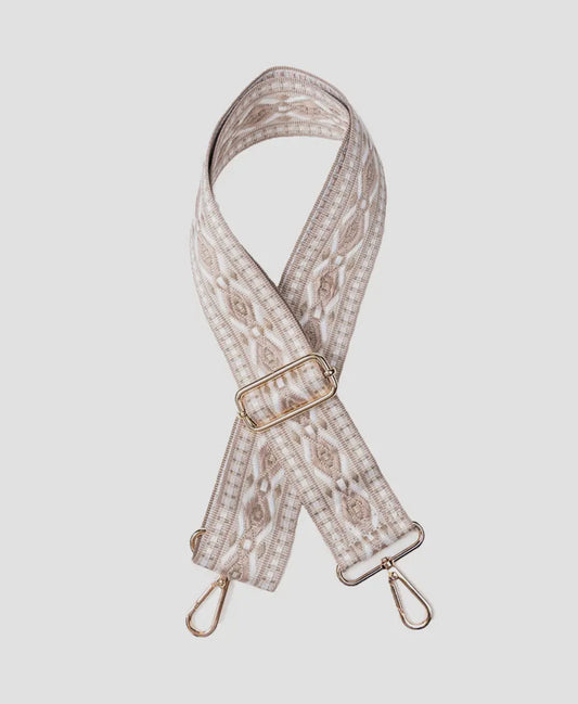 Handbag Diamond Guitar Strap - Taupe/White
