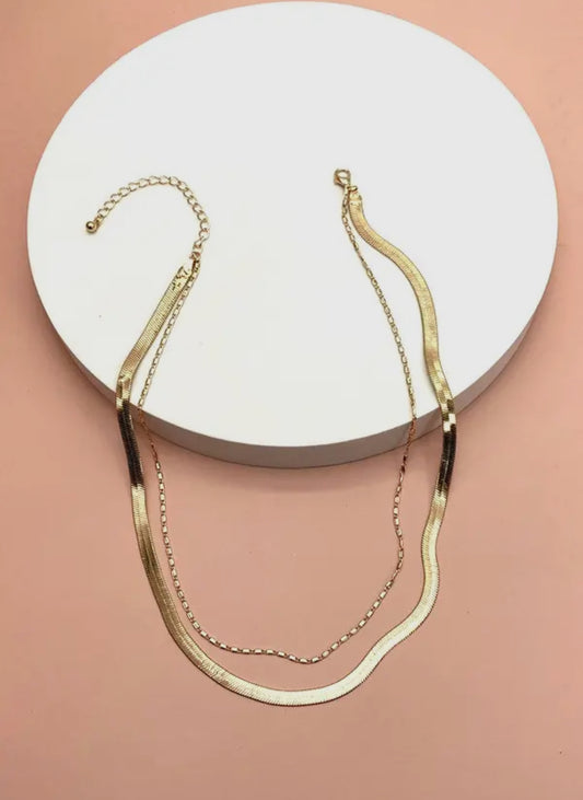 Double Snake & Largo Chain Necklace