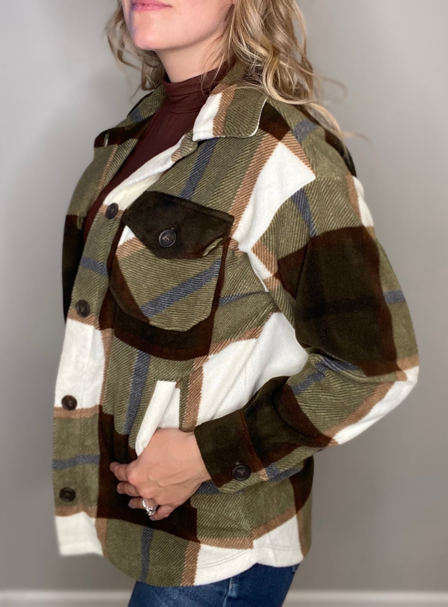 Olivia Plaid Fleece Shacket