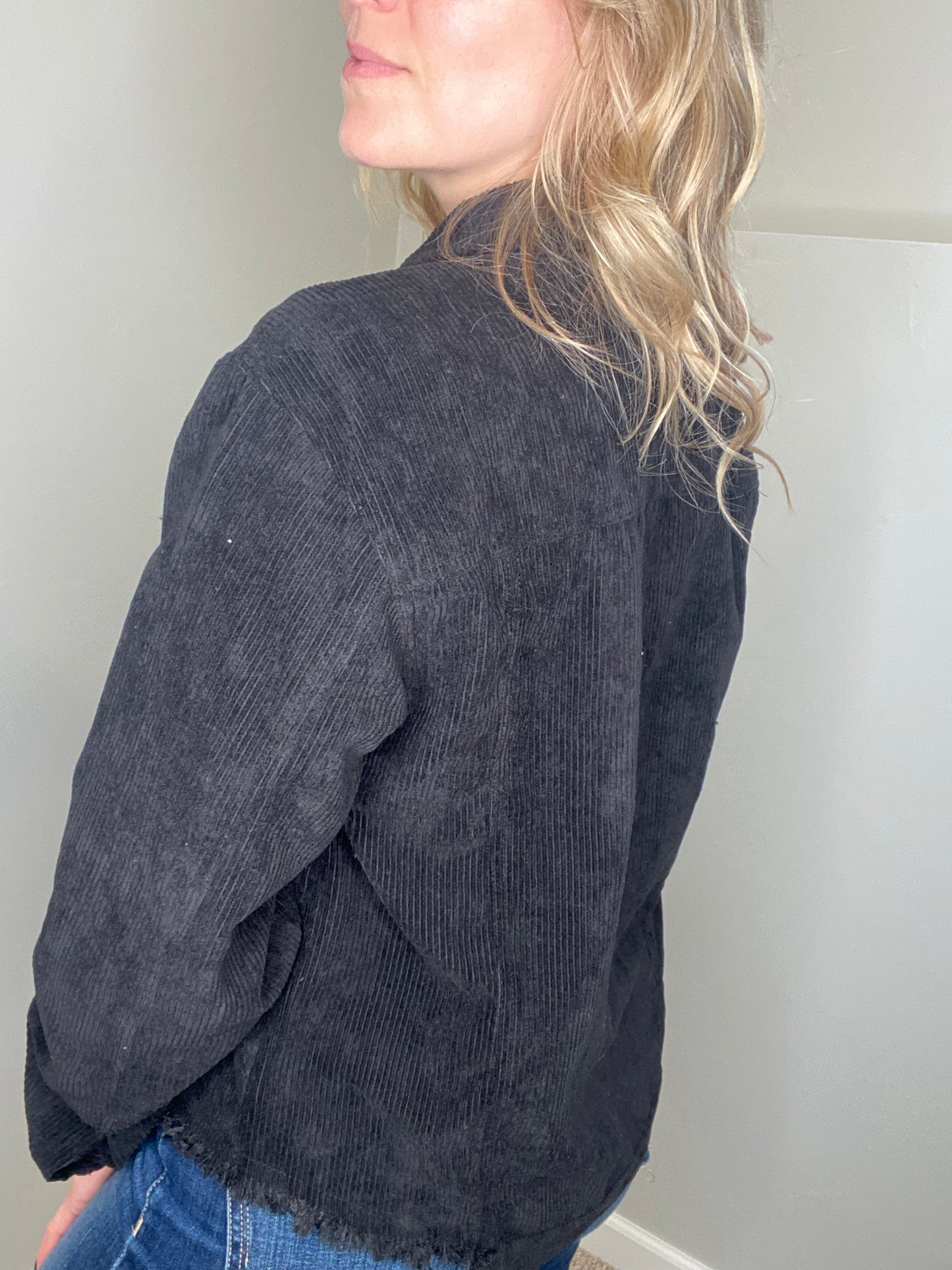 Nicole Frayed Corduroy Button-Up